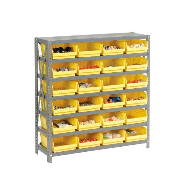 Global Industrial Steel Shelving with 24 4inH Plastic Shelf Bins Yellow, 36x18x39-7 Shelves 603434YL - main
